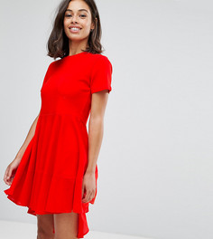 Короткое приталенное платье-футболка из хлопка ASOS PETITE - Мульти