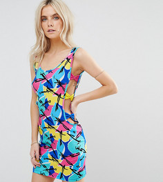 Сарафан мини с вырезами по бокам, бантами и принтом ASOS PETITE - Мульти