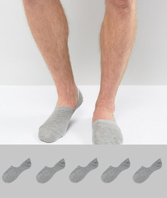 5 пар серых носков-невидимок ASOS - СКИДКА - Серый