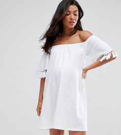 Сарафан с открытыми плечами и кисточками ASOS Maternity - Белый