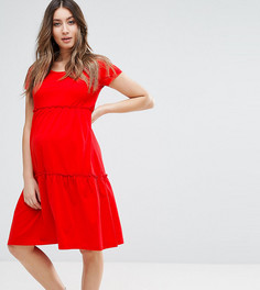 Трикотажное платье с короткими рукавами Mamalicious - Красный Mama.Licious