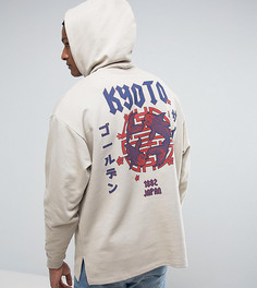 Свободный худи с принтом Kyoto на спине ASOS TALL - Бежевый