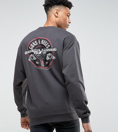 Оверсайз-свитшот с рваной горловиной и принтом ASOS TALL - Черный