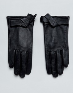 Кожаные перчатки с бантами ASOS - Черный