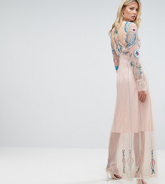 Платье макси с цветочной вышивкой Frock And Frill Tall - Розовый