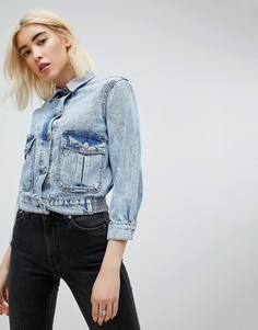 Джинсовая куртка с вельветовым воротником ASOS - Синий