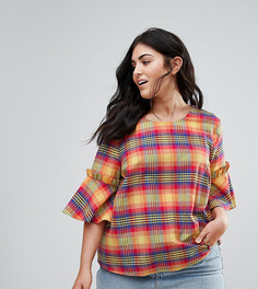 Футболка в клетку с оборками ASOS CURVE - Мульти