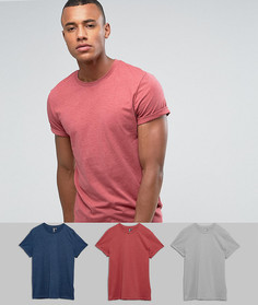 3 футболки с закатанными рукавами ASOS - СКИДКА - Мульти