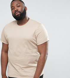 Футболка с закатанными рукавами ASOS PLUS - Бежевый