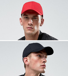 2 бейсболки (черный, красный) ASOS - Черный