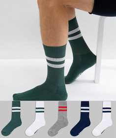 5 пар спортивных носков с названием бренда на подошве ASOS - Мульти