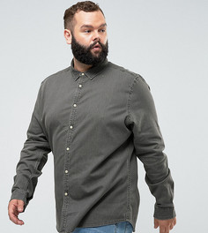 Серая джинсовая рубашка зауженного кроя ASOS PLUS - Серый