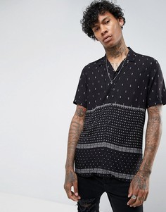 Рубашка классического кроя из вискозы с принтом ASOS - Черный
