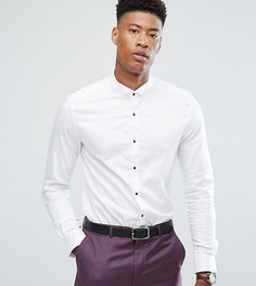 Облегающая атласная рубашка с контрастными пуговицами ASOS TALL - Белый