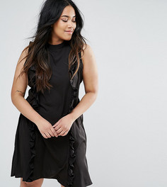 Платье со вставками с рюшами AX Paris Plus - Черный