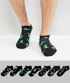 7 пар низких носков с динозаврами ASOS - Мульти