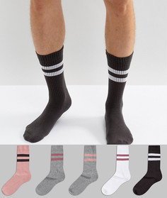 Набор из 5 пар розовых носков в спортивном стиле ASOS - Мульти