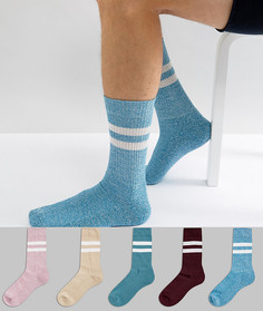 5 пар спортивных носков (синие, фиолетовые) ASOS - Мульти