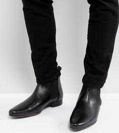 Черные кожаные ботинки челси для широкой стопы ASOS - Черный