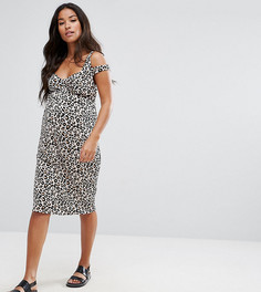 Платье с перекрученными бретелями и леопардовым принтом ASOS Maternity - Мульти