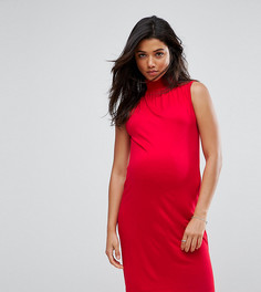 Свободное платье с присборенным воротником ASOS Maternity PETITE - Красный