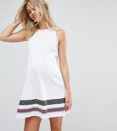 Свободное платье с вышивкой ASOS Maternity PETITE - Белый