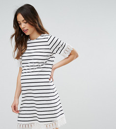 Платье в полоску с отделкой кружевом ASOS Maternity TALL - Мульти