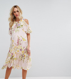 Платье с цветочным принтом и открытыми плечами ASOS Maternity - Мульти
