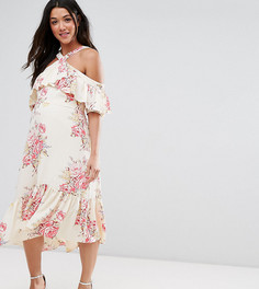 Платье с завязкой на шее и оборками ASOS Maternity - Мульти