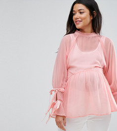 Свободный топ с завязками на рукавах ASOS Maternity - Розовый