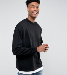 Черный свободный свитшот со вставкой на кромке ASOS TALL - Черный