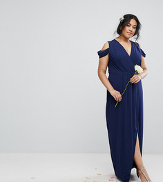 Платье макси с запахом TFNC Plus Wedding - Темно-синий
