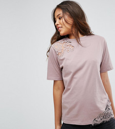 Футболка с кружевными вставками ASOS TALL - Розовый