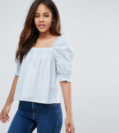 Топ из ткани добби с квадратным вырезом и пышными рукавами ASOS TALL - Синий