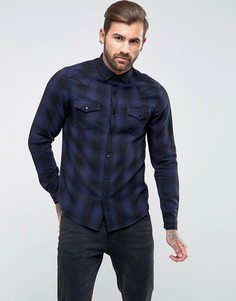 Рубашка классического кроя в клетку ASOS - Темно-синий