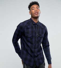 Рубашка стандартного кроя в клетку ASOS TALL - Темно-синий