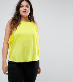 Топ из крепа с квадратным вырезом и оборками ASOS CURVE - Желтый