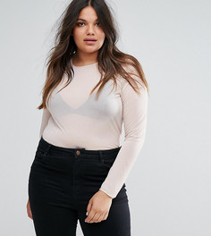 Полупрозрачный сетчатый топ ASOS CURVE - Розовый