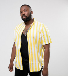 Желтая рубашка классического кроя в полоску ASOS PLUS - Желтый
