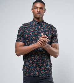 Рубашка классического кроя с размытым цветочным принтом ASOS TALL - Черный