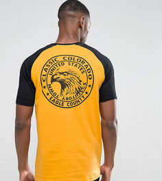 Желтая длинная футболка с рукавами реглан и принтом орла ASOS TALL - Желтый