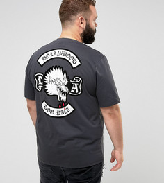 Свободная футболка с флоковым принтом на спине ASOS PLUS - Черный