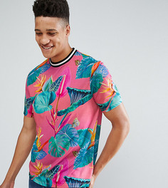 Свободная футболка со сплошным цветочным принтом ASOS TALL - Розовый