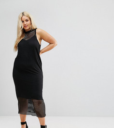 Платье макси 2 в 1 с сетчатым верхним слоем ASOS CURVE - Черный