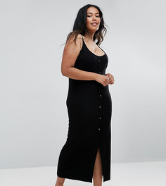 Облегающее платье макси с кнопками ASOS CURVE - Черный