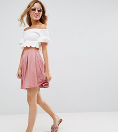 Короткая расклешенная юбка со складками ASOS PETITE - Розовый