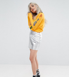 Мини-юбка с эффектом металлик ASOS PETITE - Серебряный