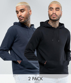 2 длинных худи (темно-синий, черный) ASOS - СКИДКА - Мульти