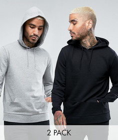 2 длинных худи (серый меланжевый, черный) ASOS - СКИДКА - Мульти