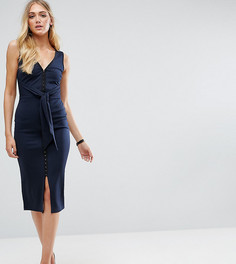 Платье миди на крючках с поясом ASOS TALL - Синий